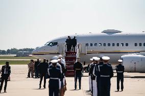 Kenyan President William Ruto Arrives At Joint Base Andrews In Maryland Greeted By Dr.Jill Biden