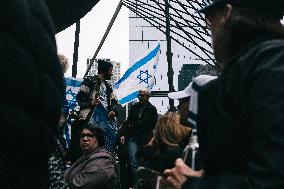 Pro-Israel Rally And Flag Raising
