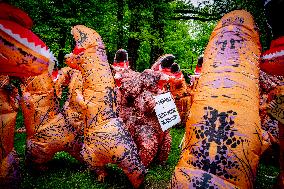 World Biodiversity Day Protest In Dinosaur Costumes - The Hague