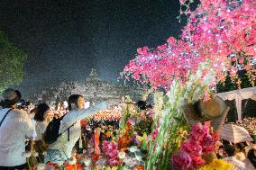 Thousands Of Lanterns Illuminate Borobudur Temple For Vesak Celebration