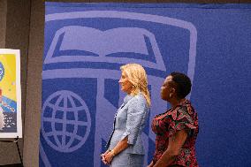 First Lady Jill Biden And Kenyan First Lady Rachel Ruto Visit The Johns Hopkins University Bloomberg Center In Washington, DC
