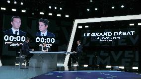 Debate between Gabriel Attal and Jordan Bardella on France 2 - Aubervilliers