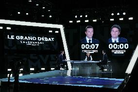 Debate between Gabriel Attal and Jordan Bardella on France 2 - Aubervilliers