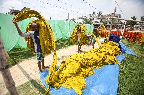 Drying Coloured Cloth - Bangladesh