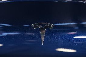 Tesla Cybertruck and Logo At Viva Technology 2024 - Paris
