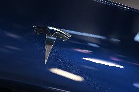 Tesla Cybertruck and Logo At Viva Technology 2024 - Paris