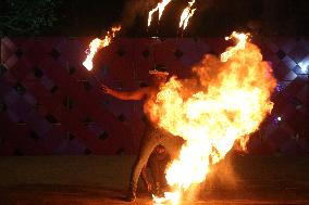 Fire Dancers Perform During Har Fest