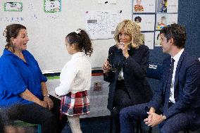 Gabriel Attal and Brigitte Macron Visit a School - Antony