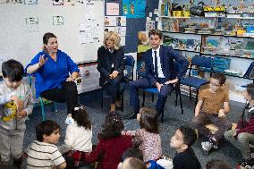 Gabriel Attal and Brigitte Macron Visit a School - Antony