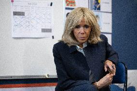 Gabriel Attal and Brigitte Macron Visit a School - Antony