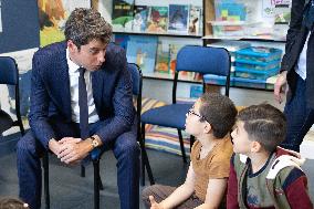 Gabriel Attal and Brigitte Macron Visit a School - Antony