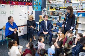 Gabriel Attal and Brigitte Macron Visit a School - Antony