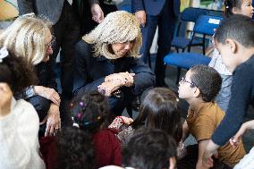 Gabriel Attal and Brigitte Macron Visit a School - Antony