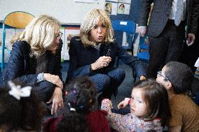 Gabriel Attal and Brigitte Macron Visit a School - Antony