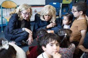 Gabriel Attal and Brigitte Macron Visit a School - Antony