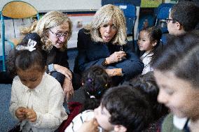 Gabriel Attal and Brigitte Macron Visit a School - Antony