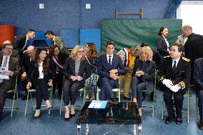 Gabriel Attal and Brigitte Macron Visit a School - Antony