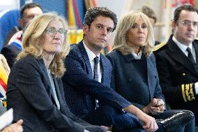 Gabriel Attal and Brigitte Macron Visit a School - Antony