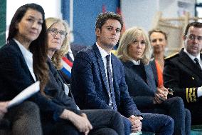 Gabriel Attal and Brigitte Macron Visit a School - Antony