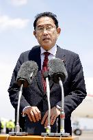 Japan PM Kishida departs for trilateral summit in Seoul