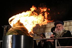 Ultra-Orthodox Jews Celebrate Lag BaOmer with Bonfire in East Jerusalem