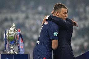 Paris Saint-Germain celebrates the 2023-2024 French Cup championship trophy ceremony in Lille FA