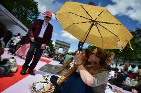 Grand picnic on the Champs-Elysees in Paris FA