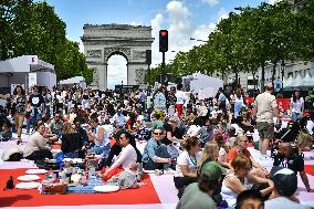 Grand picnic on the Champs-Elysees in Paris FA