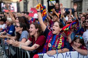 FC. Barcelona Team Celebrate Their Women's UEFA Champions League