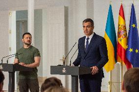 The President Of Ukraine Volodymyr Zelensky Visits Madrid