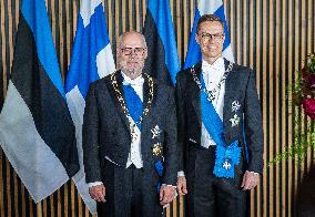 Finnish President Alexander Stubb arrives in Estonia