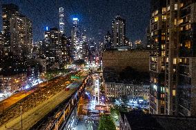 Night Skyline Of Manhattan From Roosevelt Island
