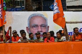 Narendra Modi's Election Campaign Roadshow In Kolkata.