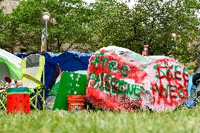 Wayne State University Pro Palestine Student Encampment Holds Rally In Response To Fears Of A Police Raid On May 27, 2024 In Det