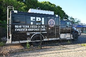 FBI Vehicles Parked In Front Of A Business In Elmwood Park New Jersey For An Unknown Reason