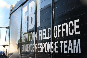 FBI Vehicles Parked In Front Of A Business In Elmwood Park New Jersey For An Unknown Reason