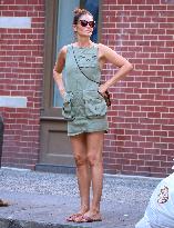Helena Christensen Shows Off Her Legs - NYC