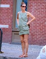 Helena Christensen Shows Off Her Legs - NYC