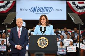 2024 U.S. Campaign Rally With Joe Biden And Kamala Harris At Girard College In Philadelphia Pennsylvania