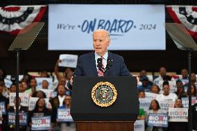 2024 U.S. Campaign Rally With Joe Biden And Kamala Harris At Girard College In Philadelphia Pennsylvania