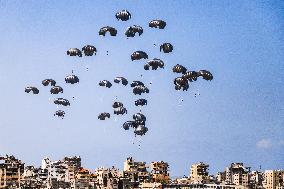 Humanitarian Aid Airdropped Into Gaza