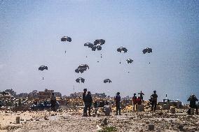 Humanitarian Aid Airdropped Into Gaza