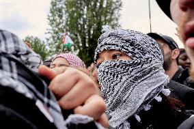 Pro-Palestinian Demonstration In Front Of TF1 TV Station In Paris