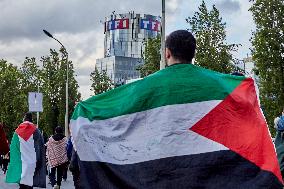 Pro-Palestinian Demonstration In Front Of TF1 TV Station In Paris