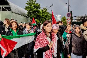 Pro-Palestinian Demonstration In Front Of TF1 TV Station In Paris