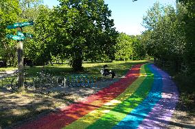World Longest Rainbow Road In Toronto, Canada