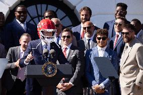 US President Joe Biden welcomes the Kansas City Chiefs to the White House to celebrate their championship season and victory in