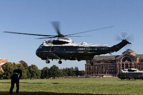 US President Joe Biden and members of his family depart Fort Lesley J. McNair, in Washington, DC, en route to Delaware