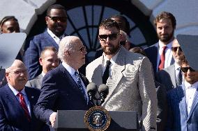 US President Joe Biden welcomes the Kansas City Chiefs to the White House to celebrate their championship season and victory in