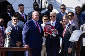 US President Joe Biden welcomes the Kansas City Chiefs to the White House to celebrate their championship season and victory in